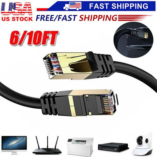 Cat 8 Ethernet RJ45 Cable Super Speed 40Gbps Patch LAN Network Gold Plated Lot