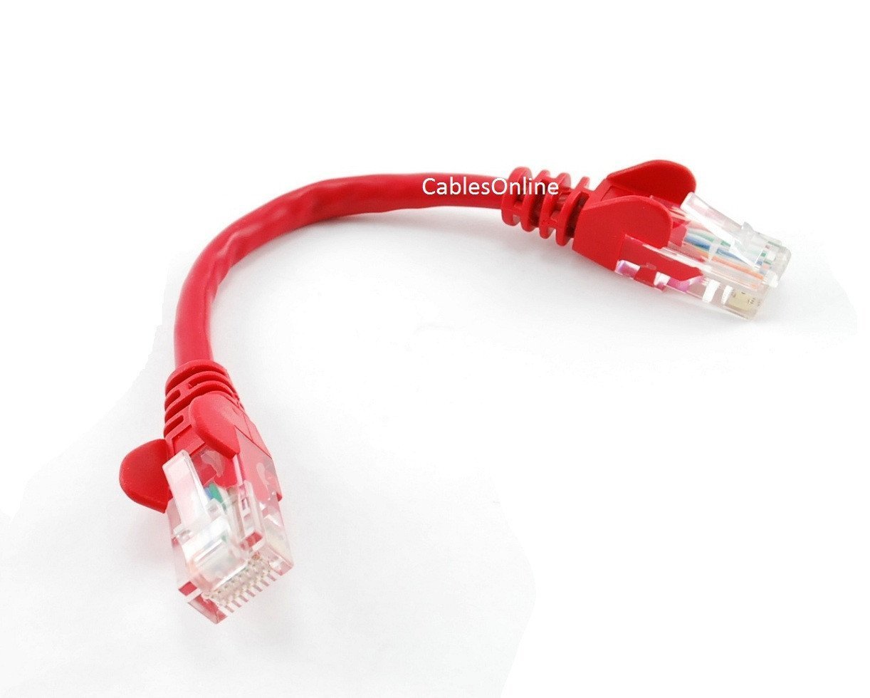 10-PACK Intellinet 6inch CAT5e UTP Ethernet RJ45 Full 8-Wire Patch Cable, Red