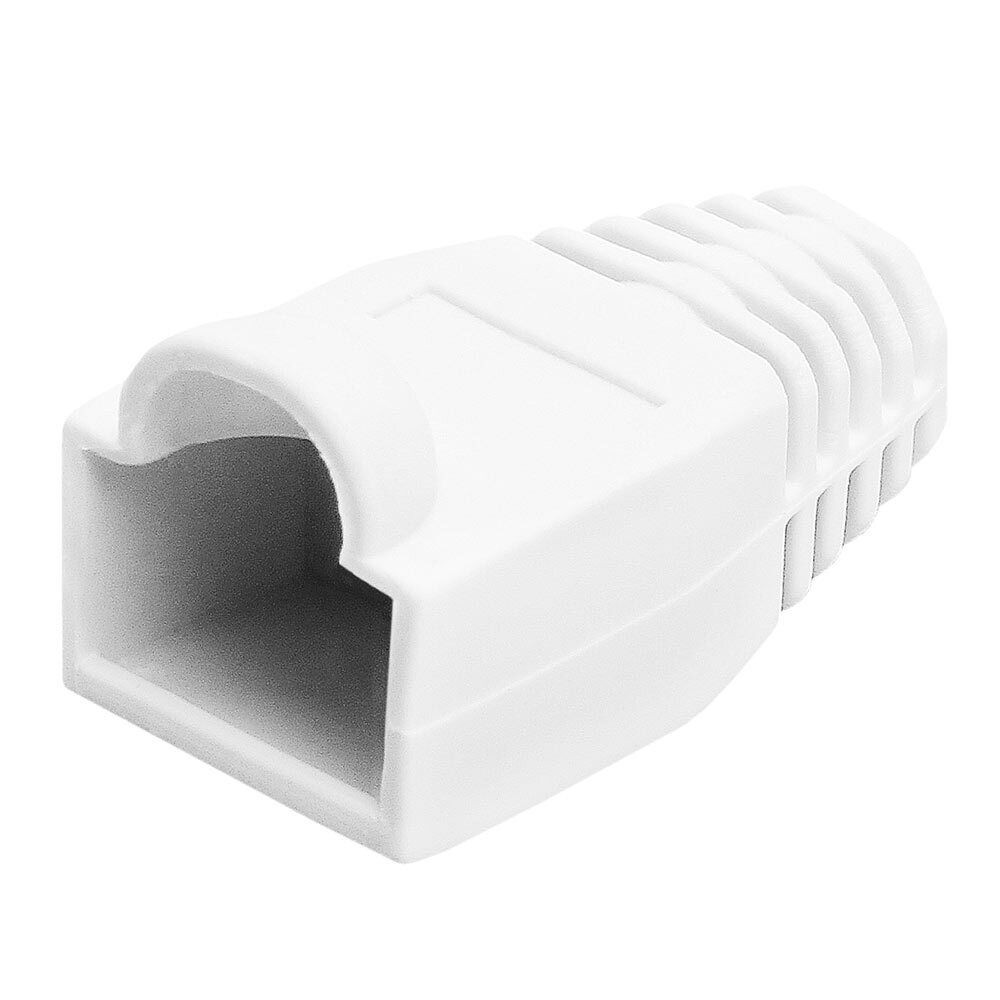 100 Pack RJ45 Boots White Cat5e Cat6 Ethernet Cable Strain Relief Boot Snagless