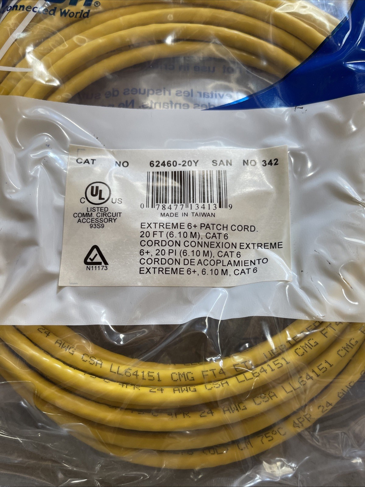 🔥Leviton 62460-20Y eXtreme Cat 6 UTP Patch Cord 20ft Yellow RJ45 ~ 10 Unit🔥