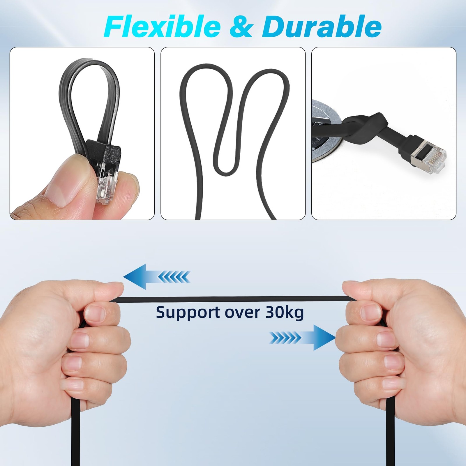 10Pack 0.6 FT Cat 7 Flat Ethernet Cable HighSpeed Shielded Short Patch