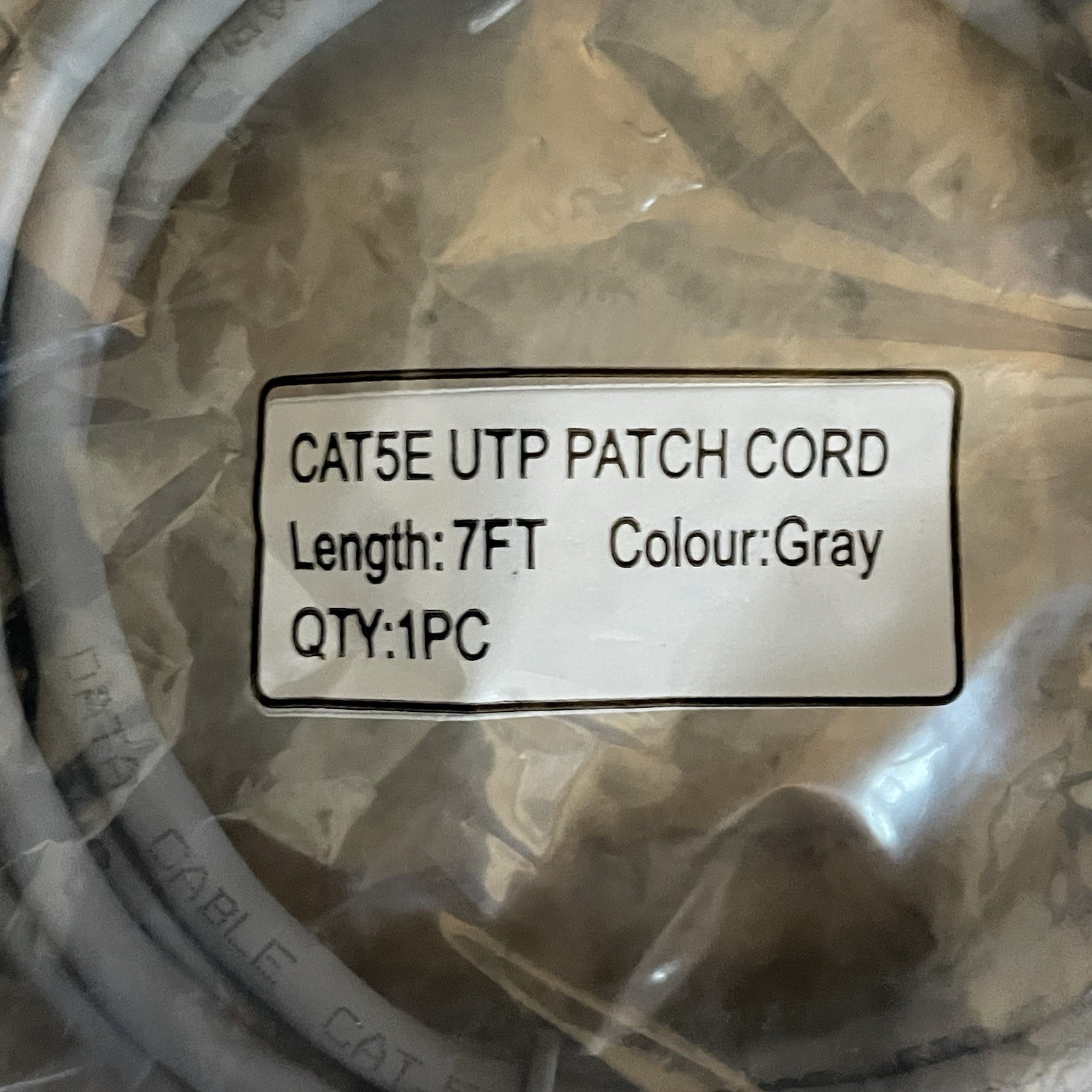 CAT5E UTP Patch Cord 7 Feet Gray Ethernet Network Cable LAN 7Ft EIA/TIA 568B PVC