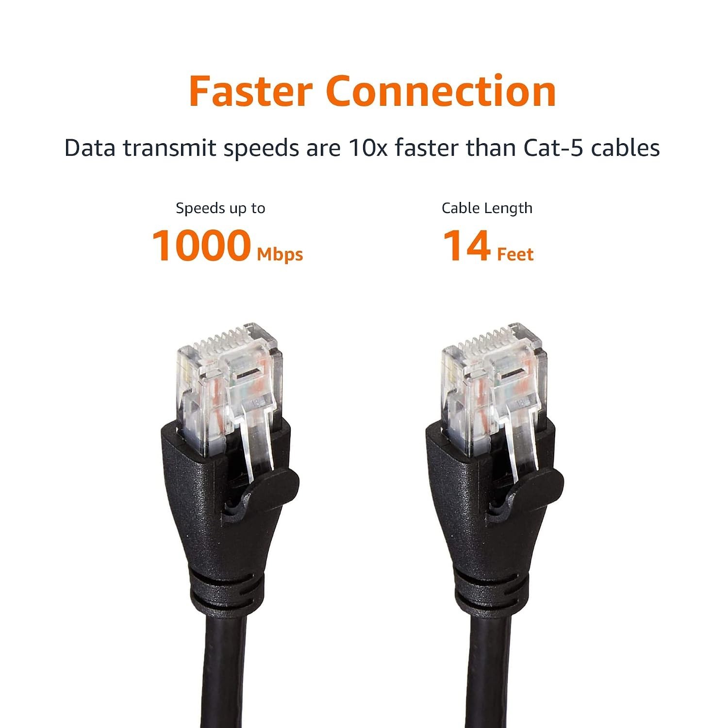 Universal 14 Foot Cat-6 Ethernet Cable Black for High Speed Internet Connection