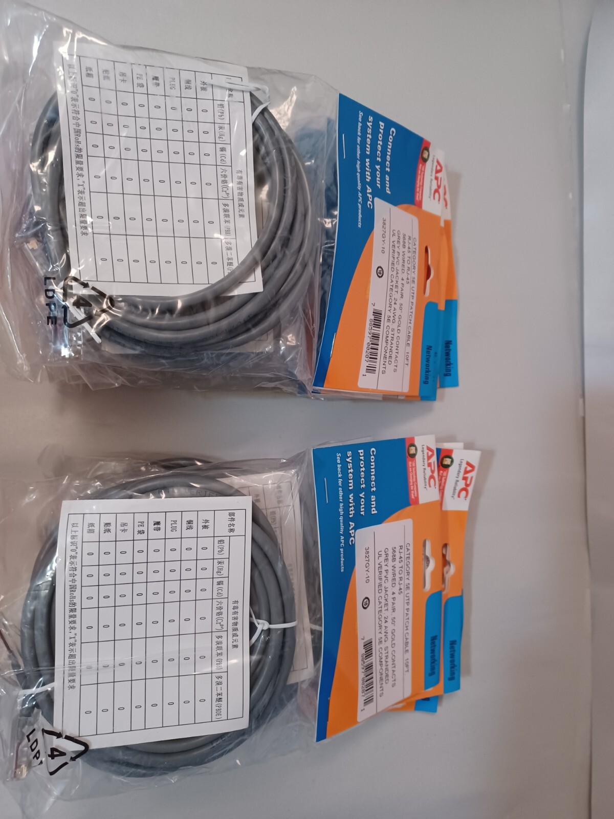 Lot of 10 APC 10FT CAT5e RJ45 Ethernet LAN Network Patch Cable UTP 24AWG Gray