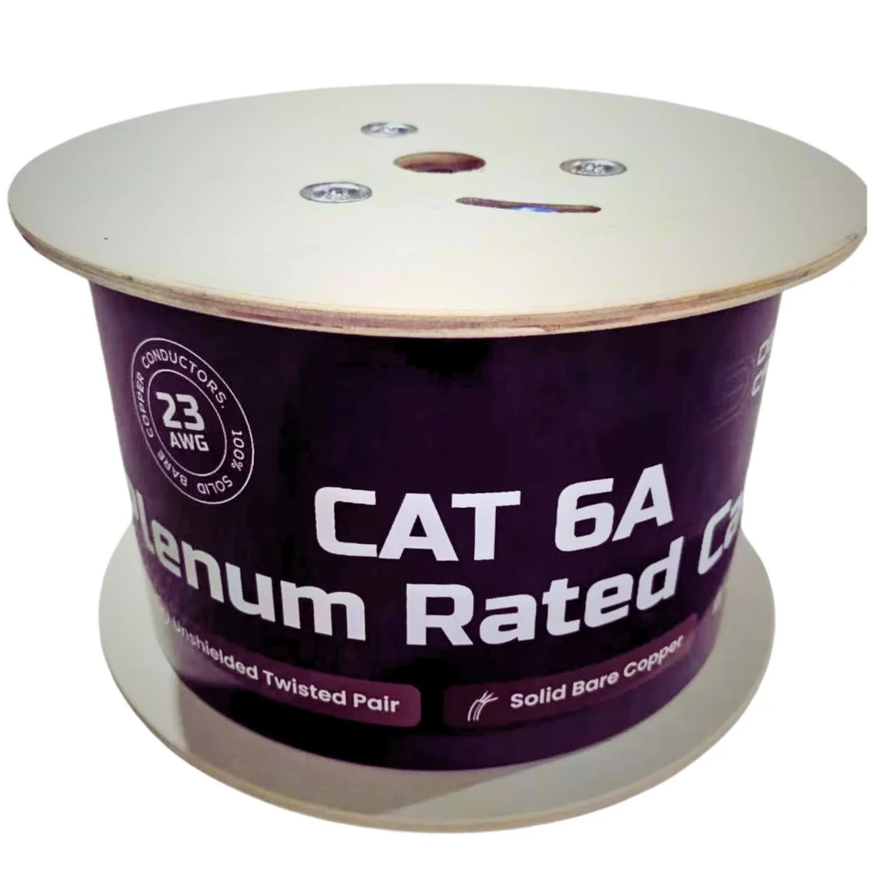 ETL Listed Cat6A Plenum UTP 100% Solid Bare Copper 750MHZ 1000ft Cable in BLACK