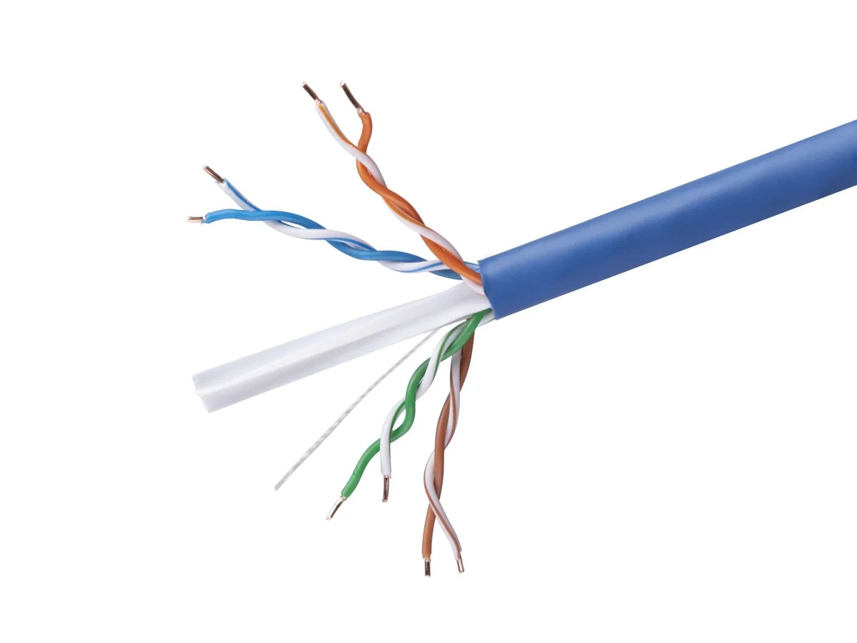 Cat6 Ethernet Bulk Cable Solid 500Mhz UTP Copper Wire 23AWG 250ft Blue CMR Wire