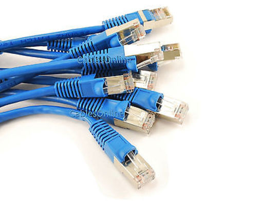 10-PACK 6″ Shielded CAT5e Network STP Ethernet RJ45 Blue Patch Cable U-S000BL-10