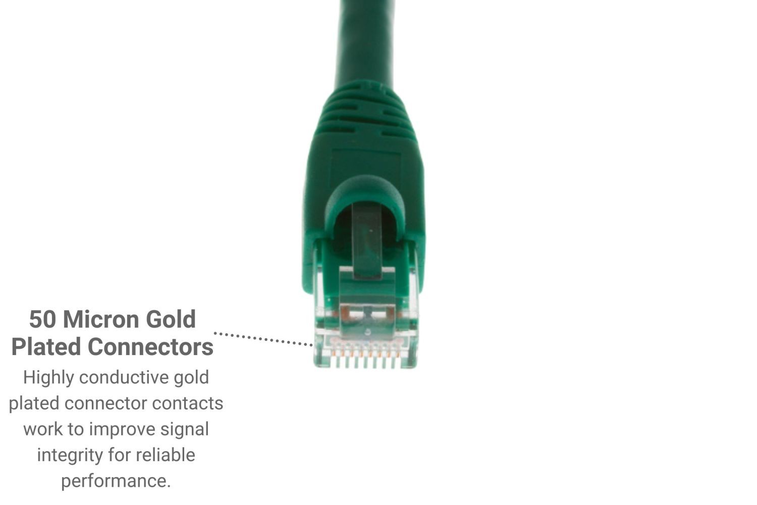 CAT6A Ethernet Patch Cable, Snagless, 2′, Green – Lifetime Warranty