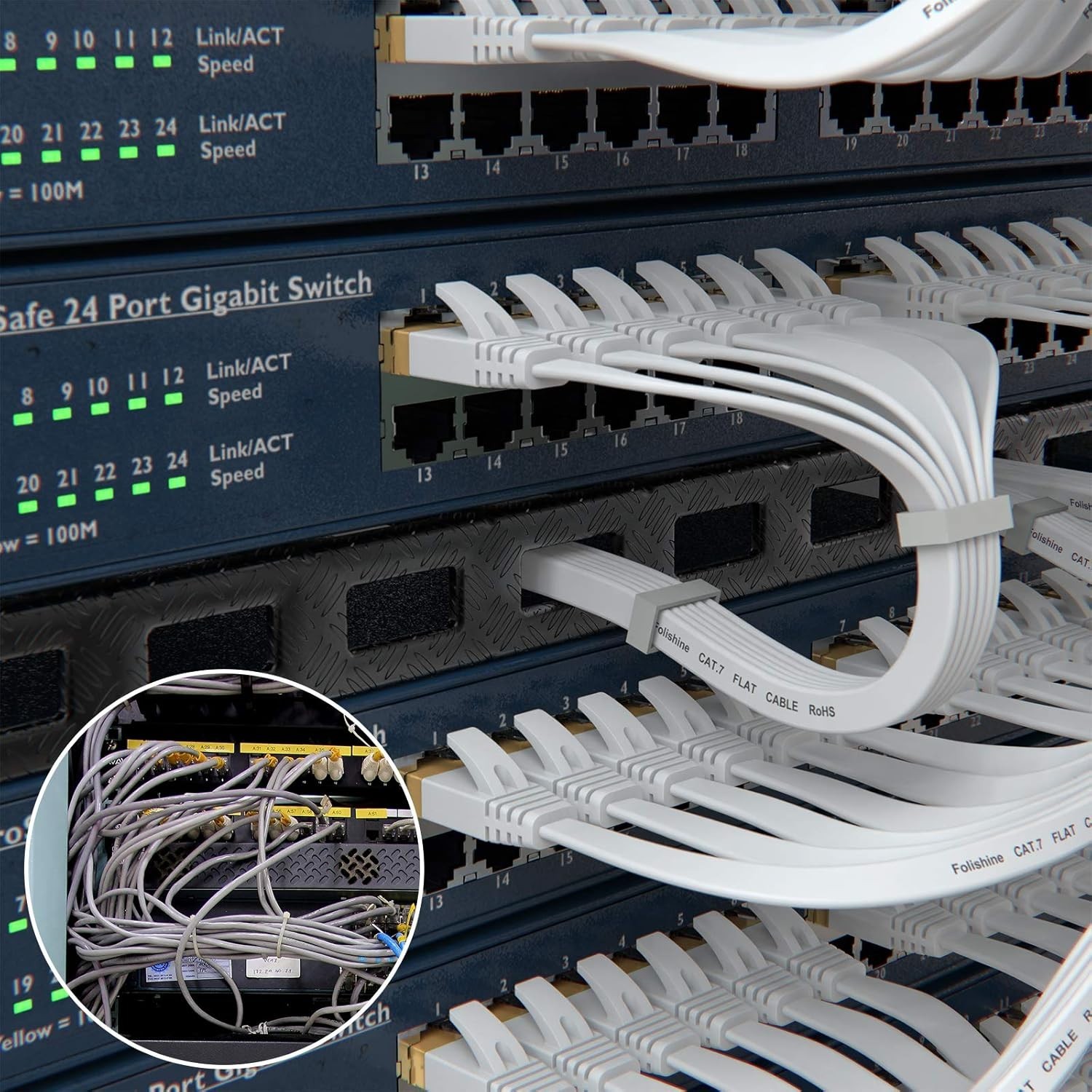 50 ft Ethernet Cable, Cat 6e/Cat 6, High Speed, Flat White Shielded LAN Cable…
