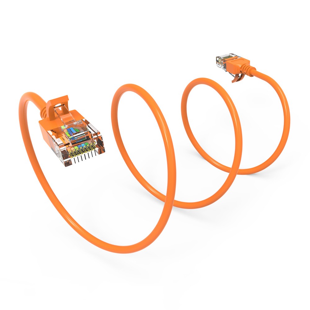 7Ft CAT6A UTP Slim Ethernet Network Booted Cable 28AWG Orange