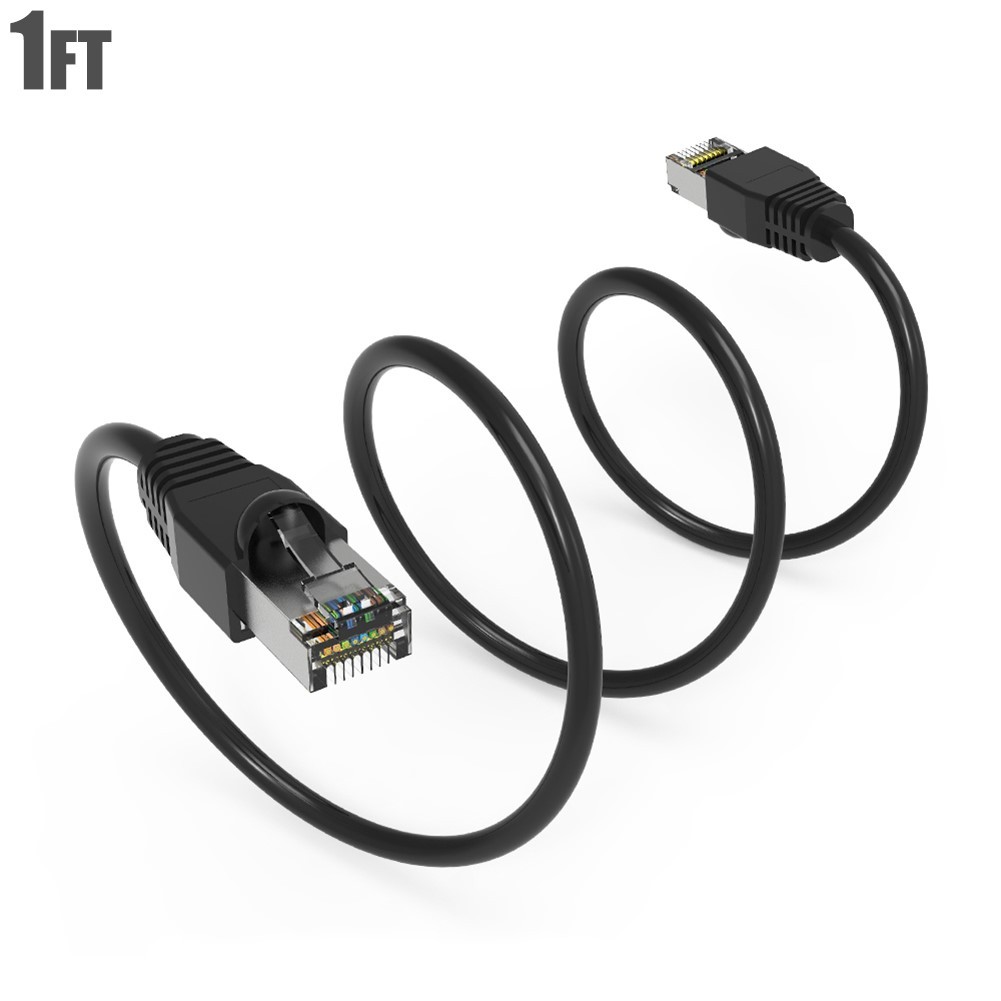 1-20FT Cat6A RJ45 Network LAN Ethernet Shielded Patch Booted Cable 26AWG Black