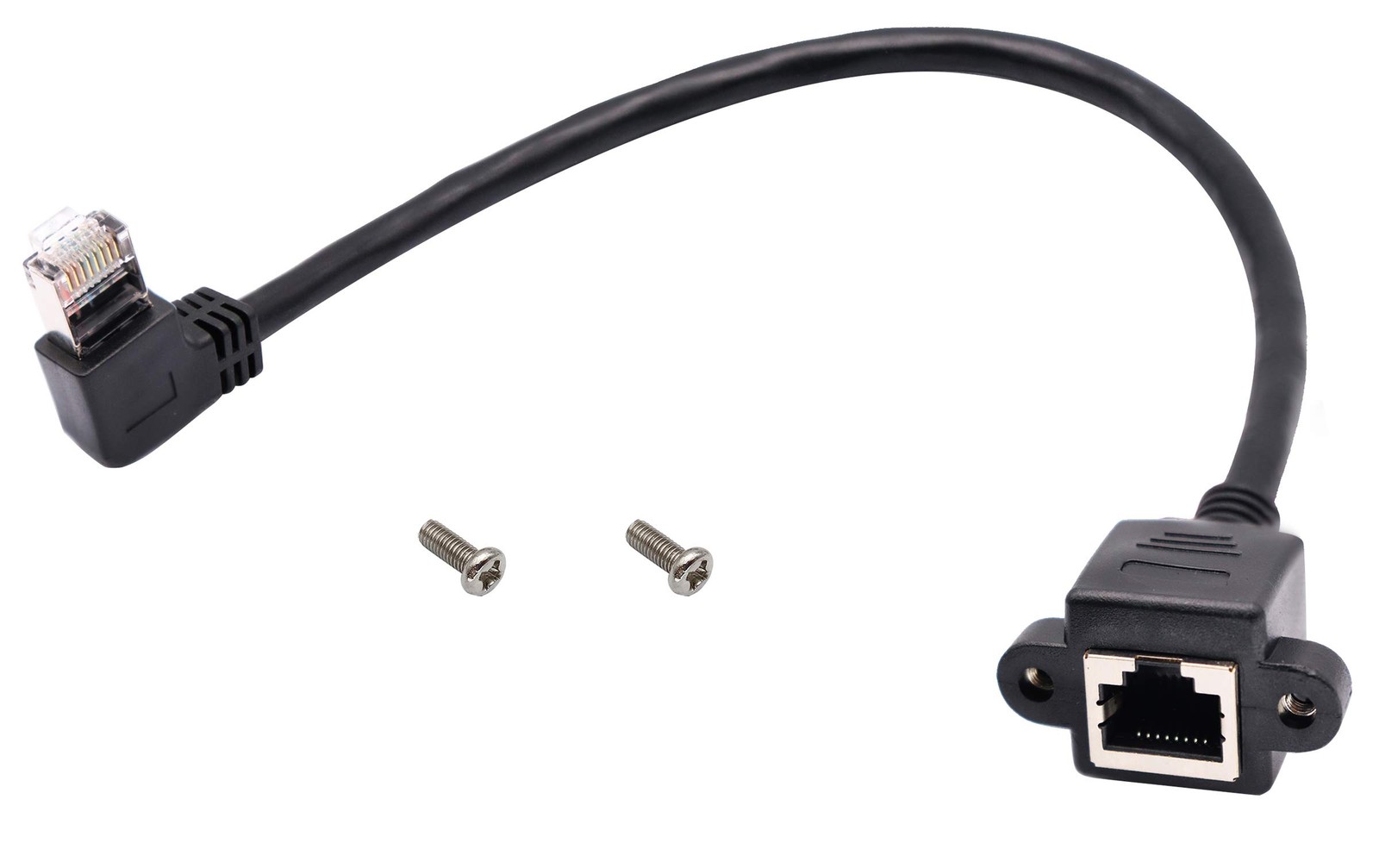 AAOTOKK 90 Degree Cat 6 Ethernet Cable Left Bend Angle RJ45 Male 1 feet,