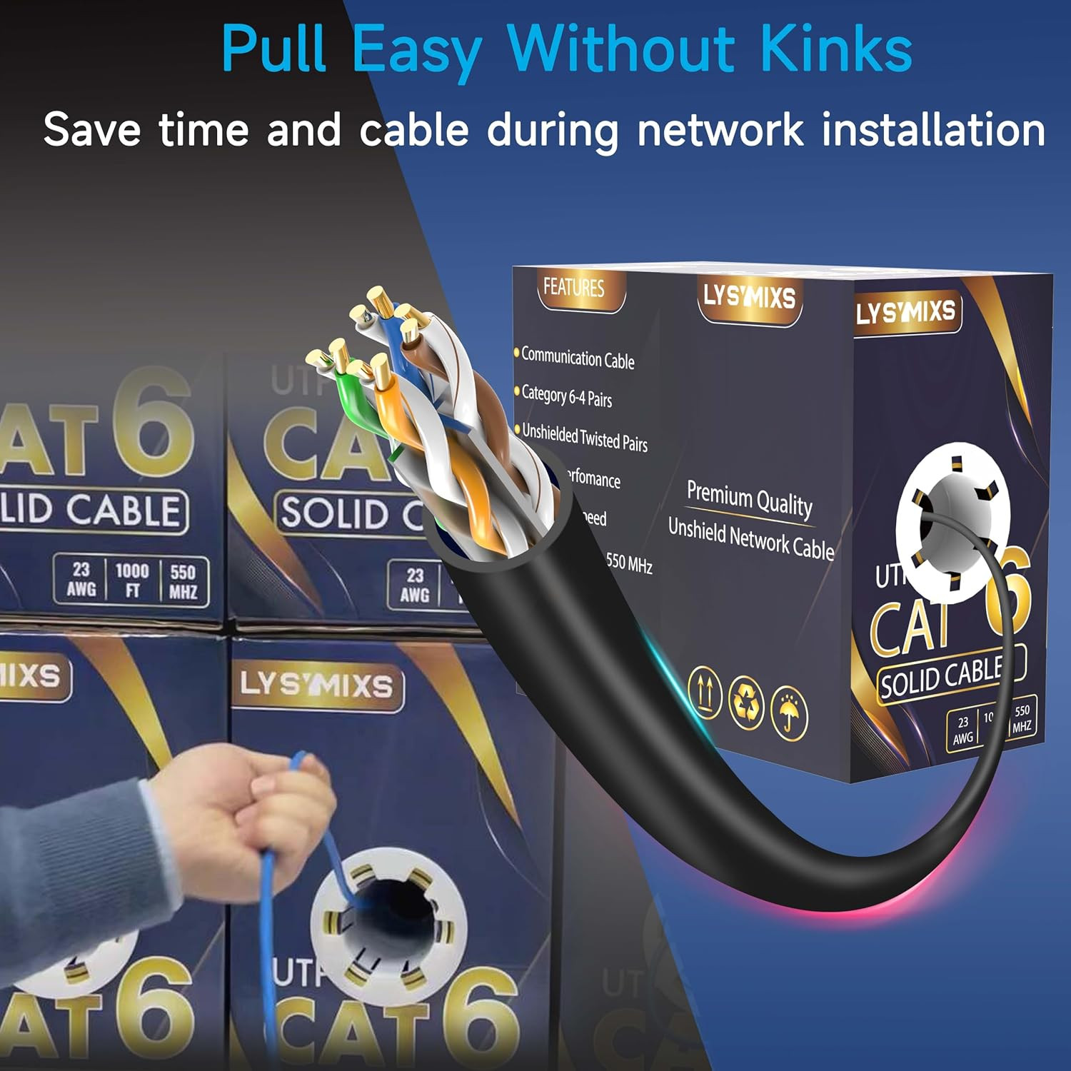 Cat6 Ethernet Cable 1000FT Channel Test Pass, Cat6 1000Ft Ethernet Cable 23AWG S