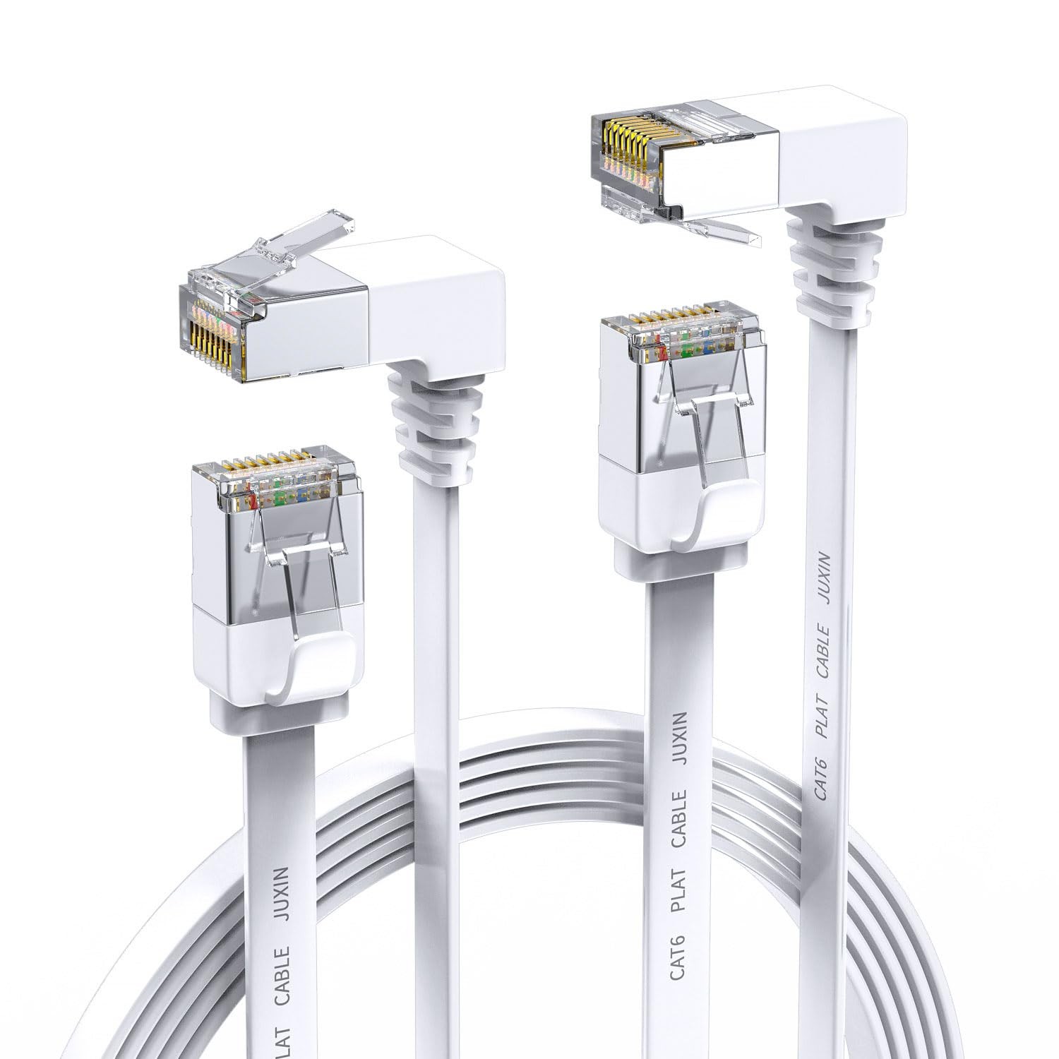 2 PCS Right Angle Cat 6 Ethernet Cable 90 Degree Cat7 Patch Cord 6 FT