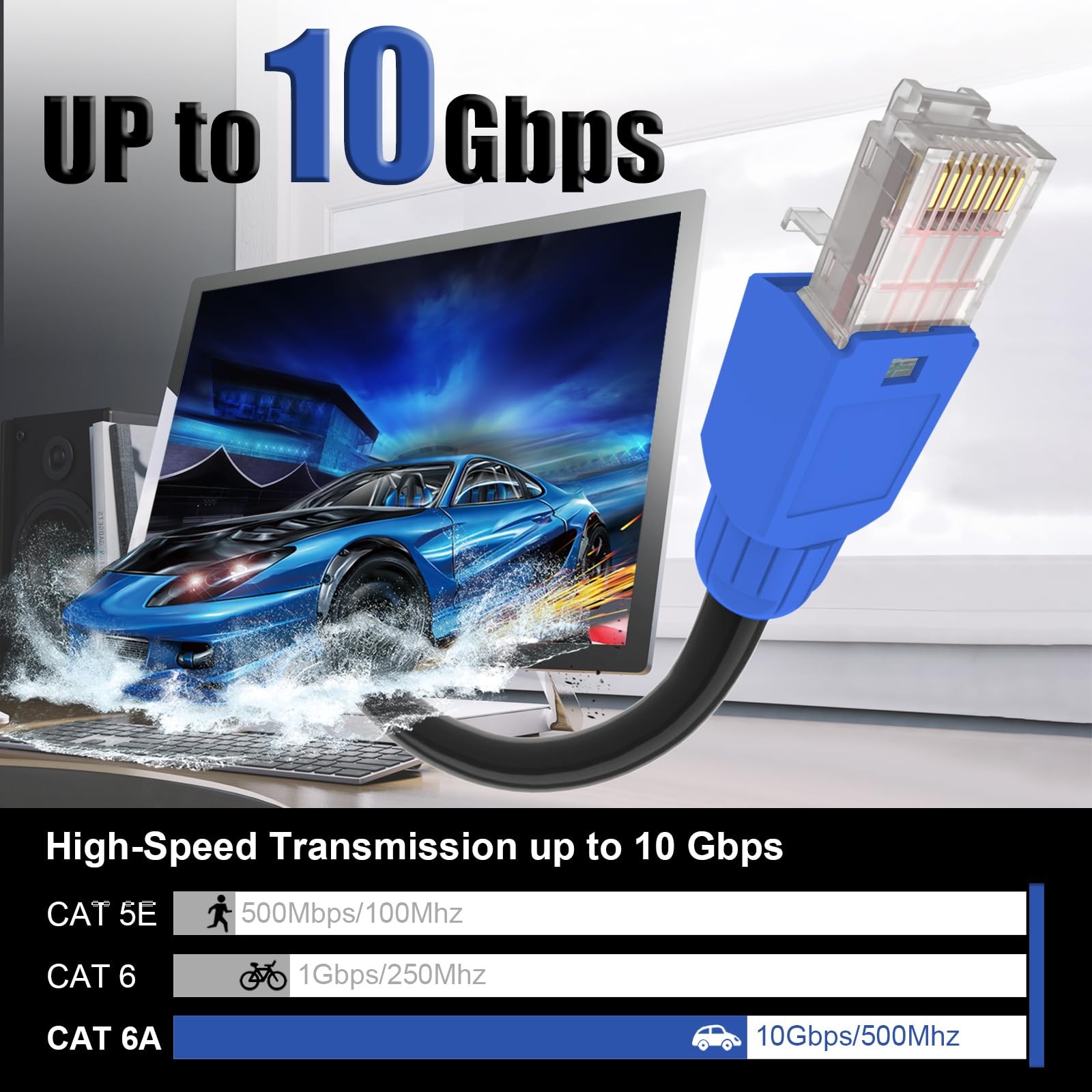 Gold-Plated RJ45 Tool-Free CAT6A Field Termination Plug UTP Modular Connector