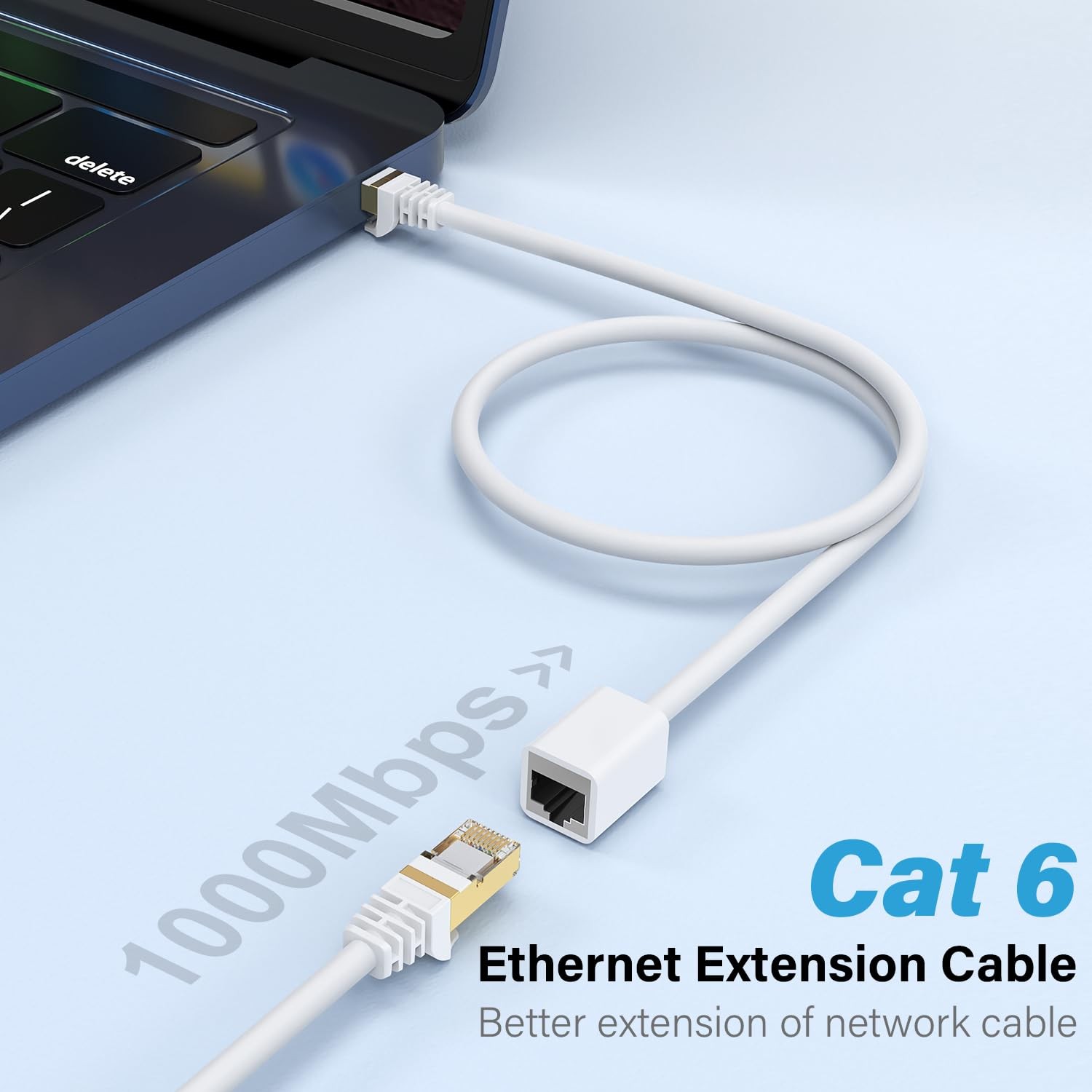 Ethernet Extension Cable (1-Pack), RJ45 Cords Shielded Male to Female Cat 6 E…