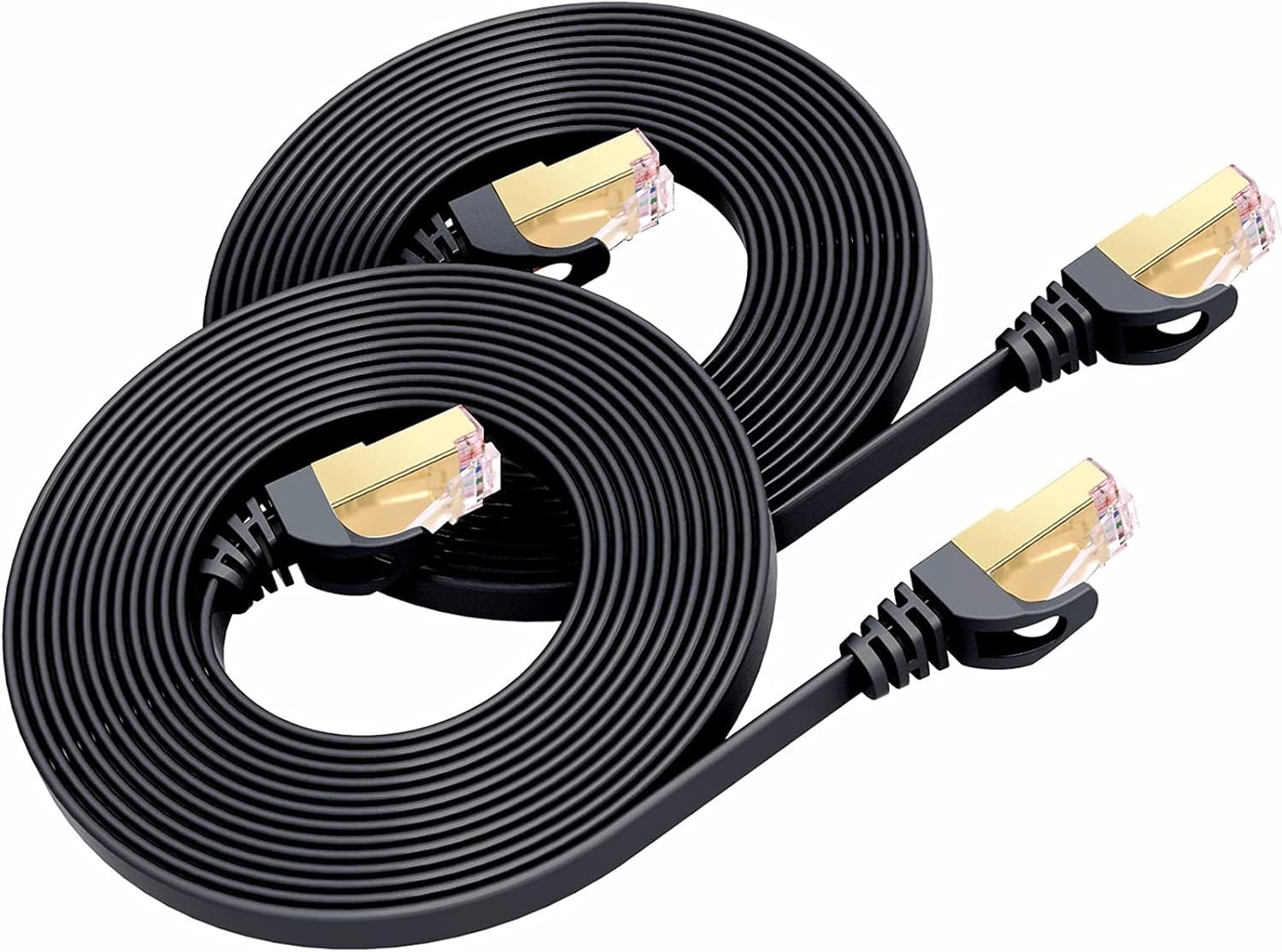 BUSOHE Cat 8 Ethernet Cable 1 FT 2-Pack, 40Gbps 2000MHz Cat8 1FT 2Pack, Black