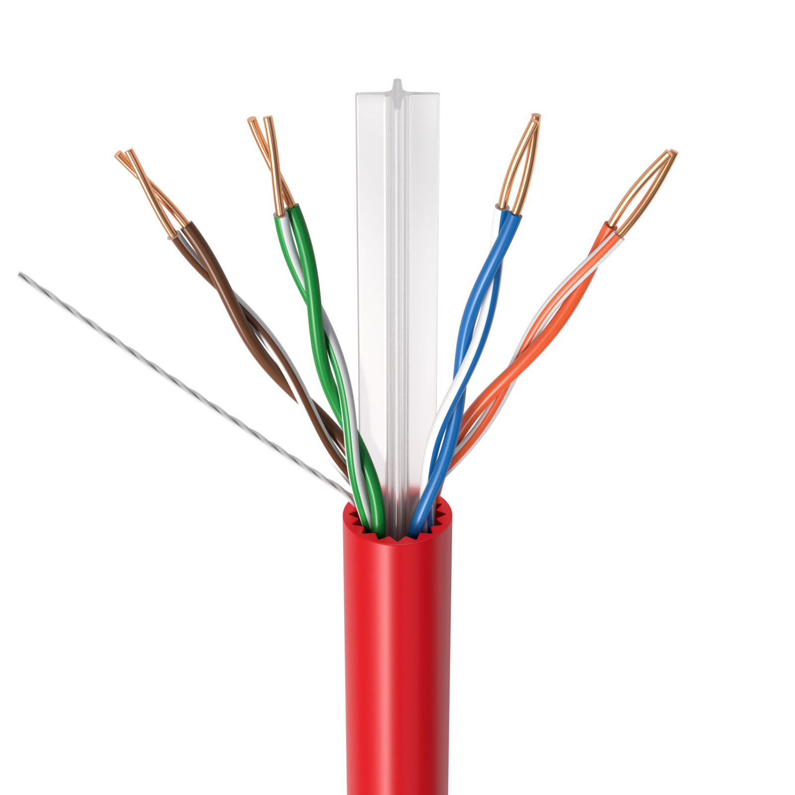 CAT6A 1000ft Red Ethernet Cable 23AWG 10Gbps Solid Bare Copper High-Speed Wire