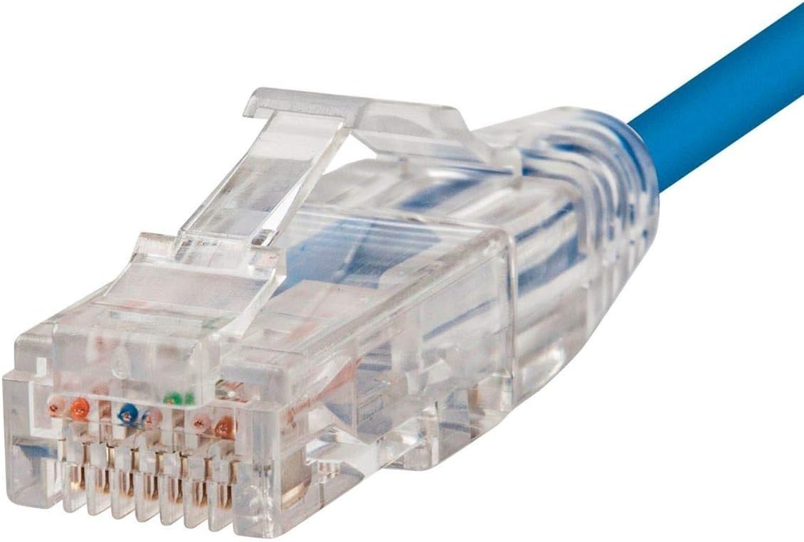 Cat.6A Ethernet Patch Blue & Withe Cable Slim 28AWG Copper RJ-45 LAN Network