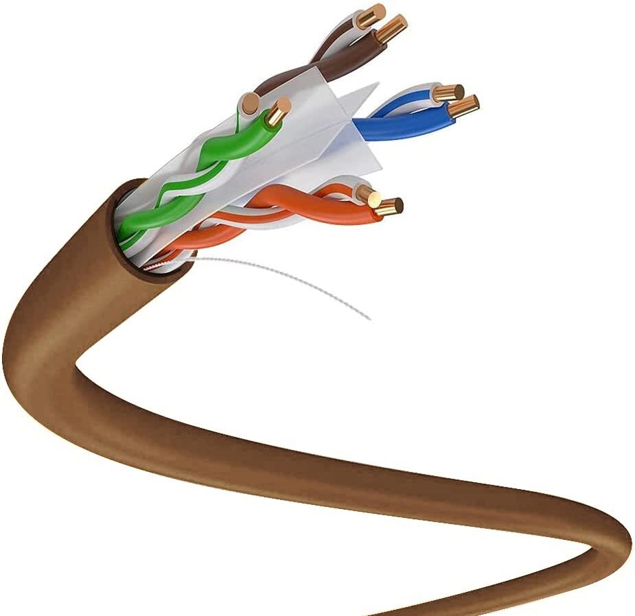 Dripstone CAT6 1000ft UTP Solid Cable 23AWG Network Ethernet RJ45 Wire, Brown