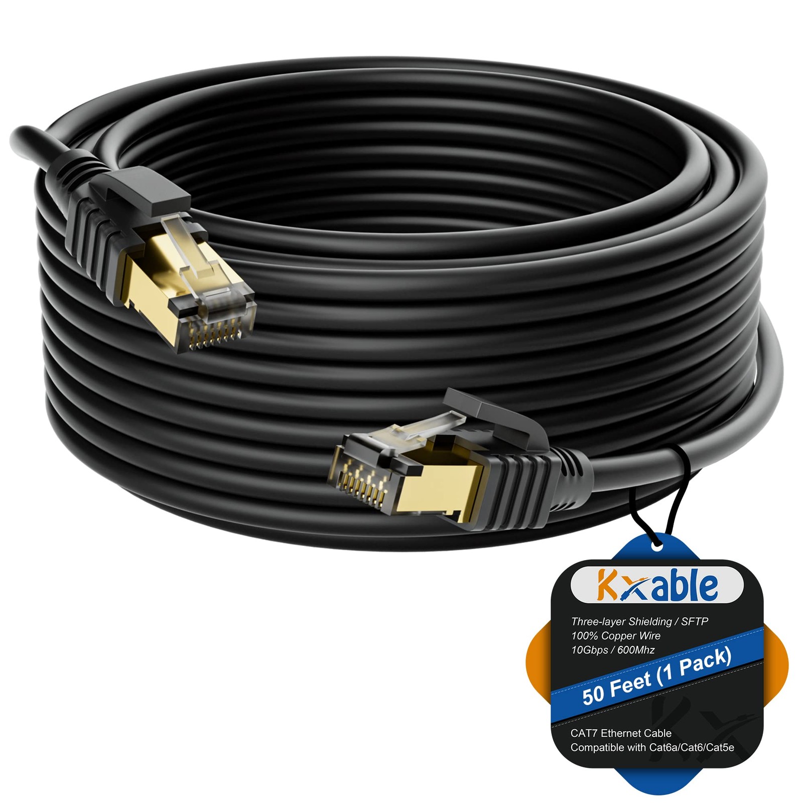 Cat 7 Ethernet Cable 50 Feet High Speed RJ45 LAN Network 10Gbps 600Mhz Cord