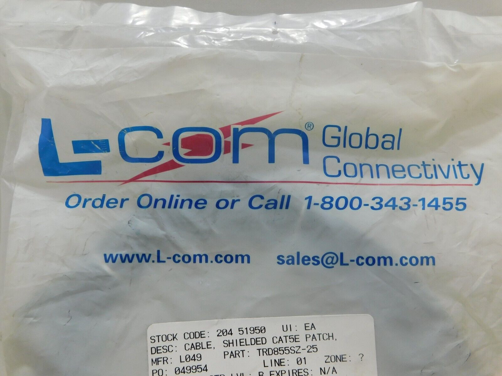 L-Com TRD855SZ-25 Sheilded Cat5E Patch / Network Cable 25 feet