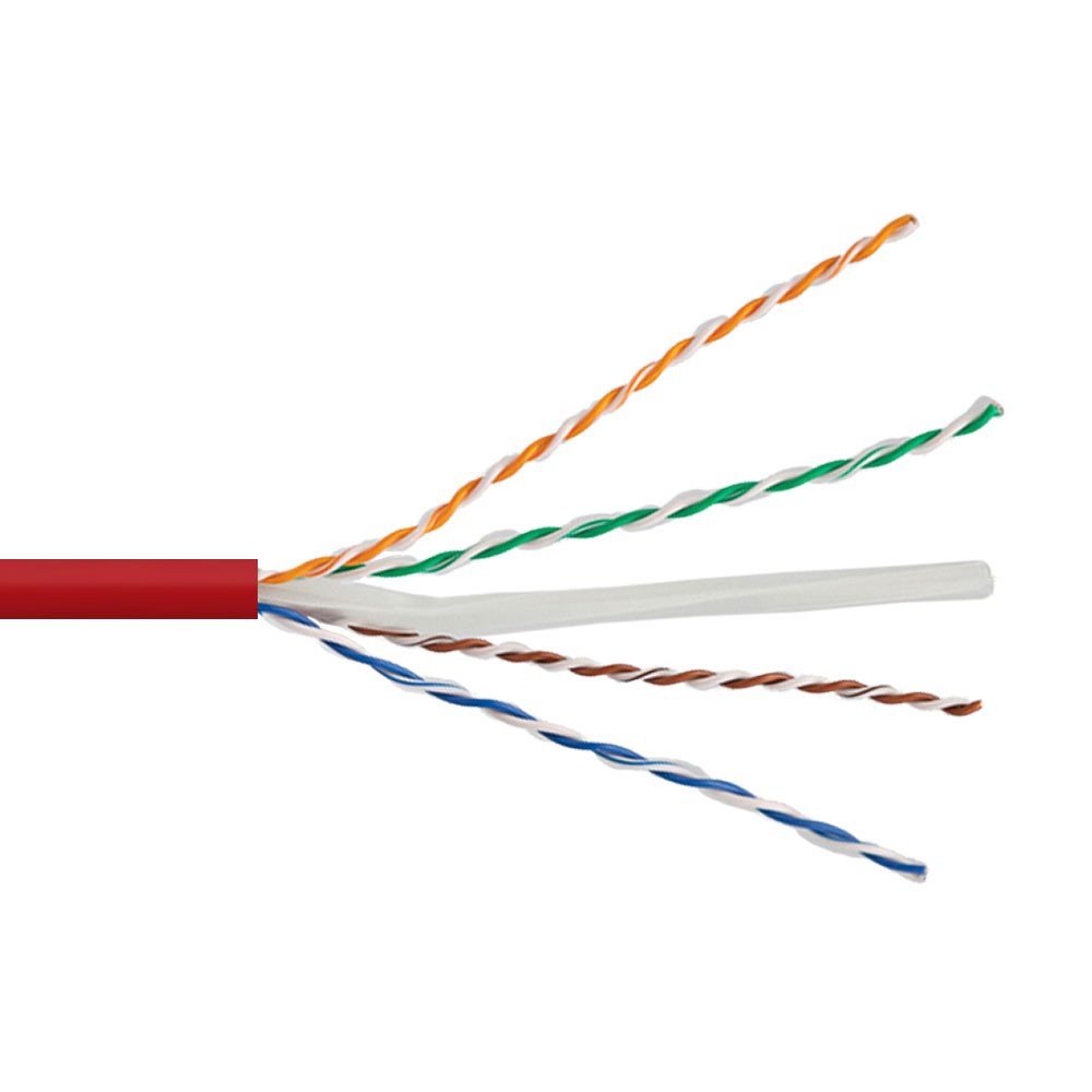 CAT5e Plenum CMP Pure Copper UTP 24 AWG 100 MHz Network Ethernet – 1000 Ft Red