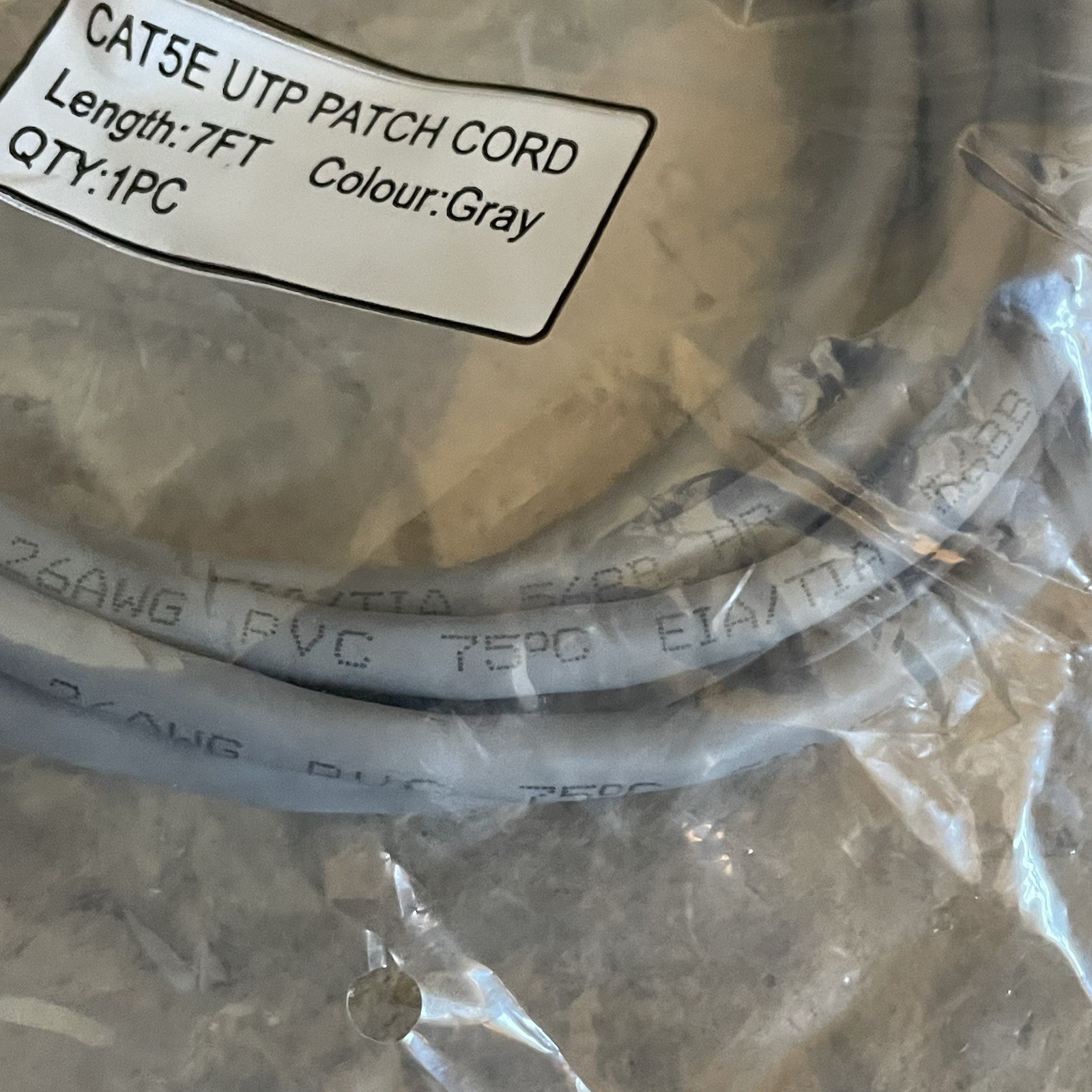 CAT5E UTP Patch Cord 7 Feet Gray Ethernet Network Cable LAN 7Ft EIA/TIA 568B PVC