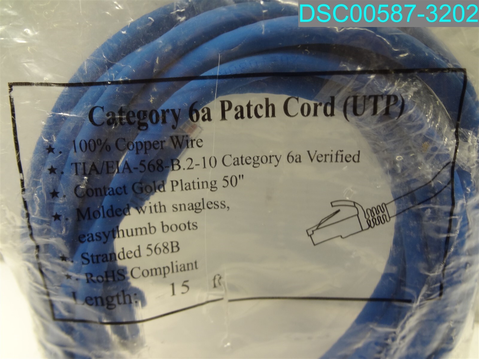 CATEGORY 6A PATCH CORD UTP BLUE 15′ TIA/EIA-568-B.2-10