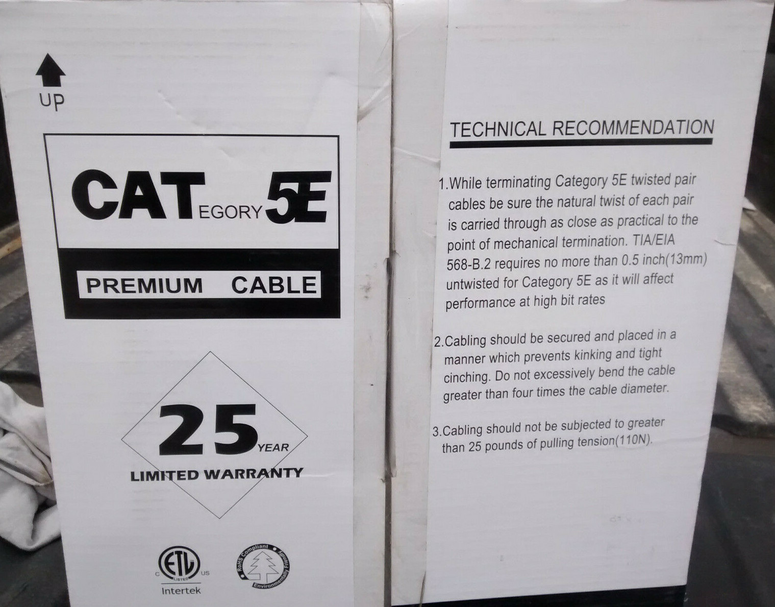 1000′ Cat5E Shielded Twisted Pair 4 pair, 26AWG High Performance Data Cable CM