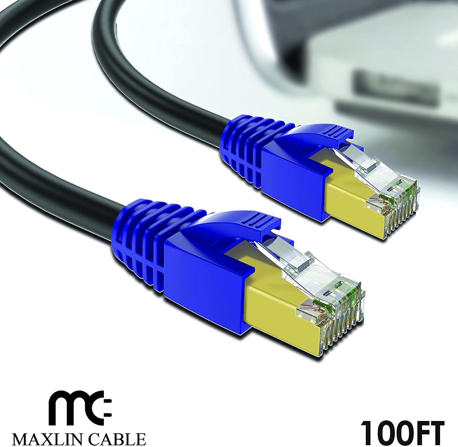 Cat7Ethernet Cable 100ft RJ45 600MHz Heavy Duty Indoor Outdoor Waterproof Copper