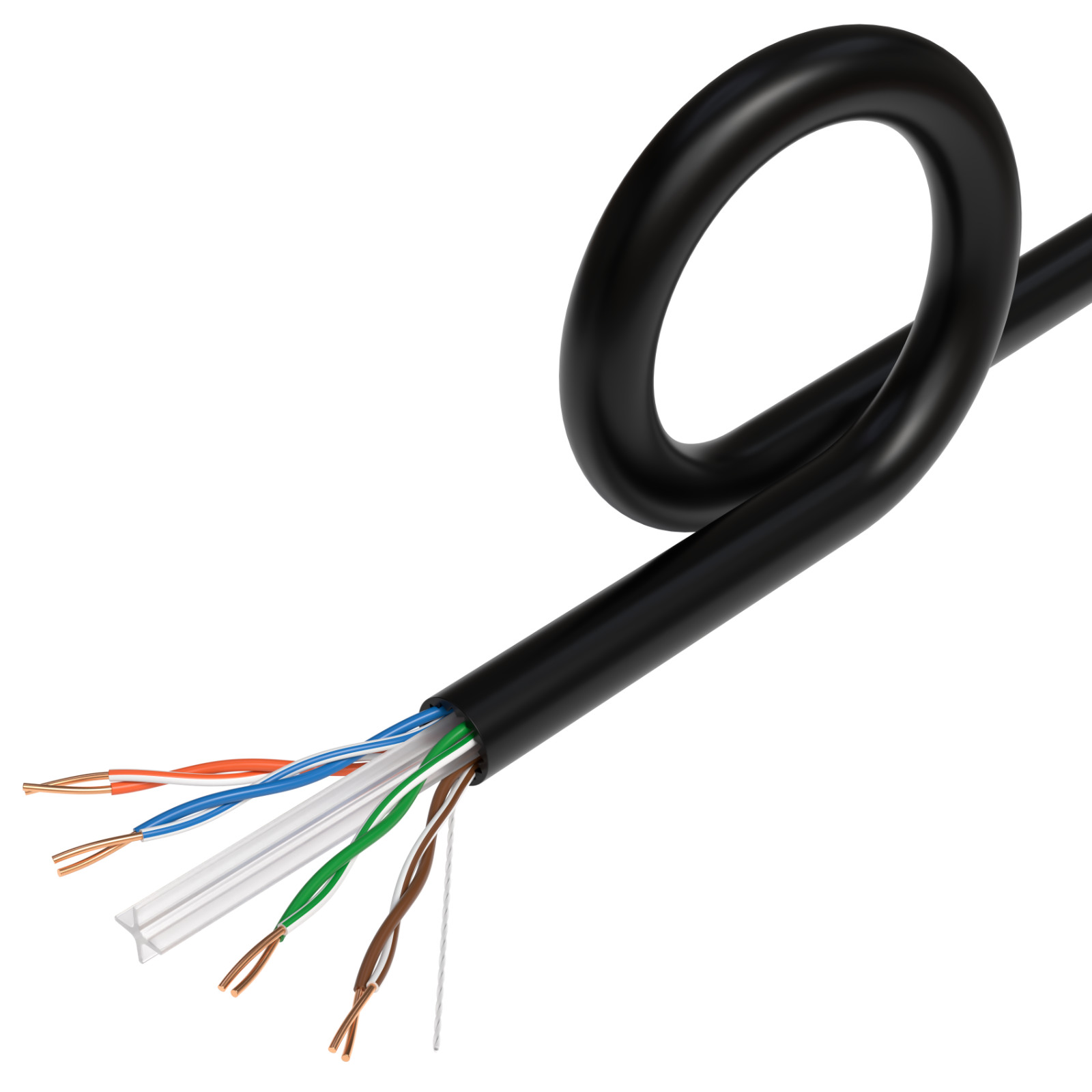 1000ft CAT6A Black Ethernet Cable Solid Bare Copper 23AWG 10Gbps High-Speed Wire