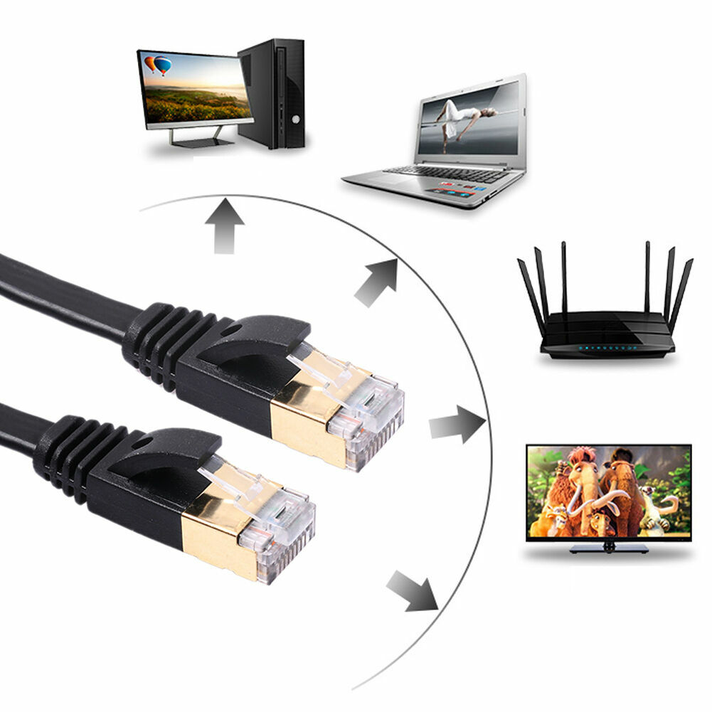 3FT 3feet CAT7 RJ45 Network Flat Ethernet Patch Cable Cord Xbox One PS4 Modem US
