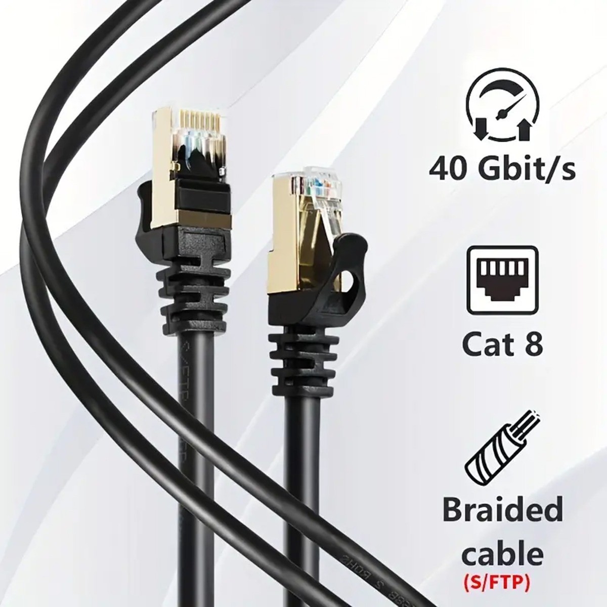 Cat 8 High Speed Ethernet Cable, Waterproof, 1PC