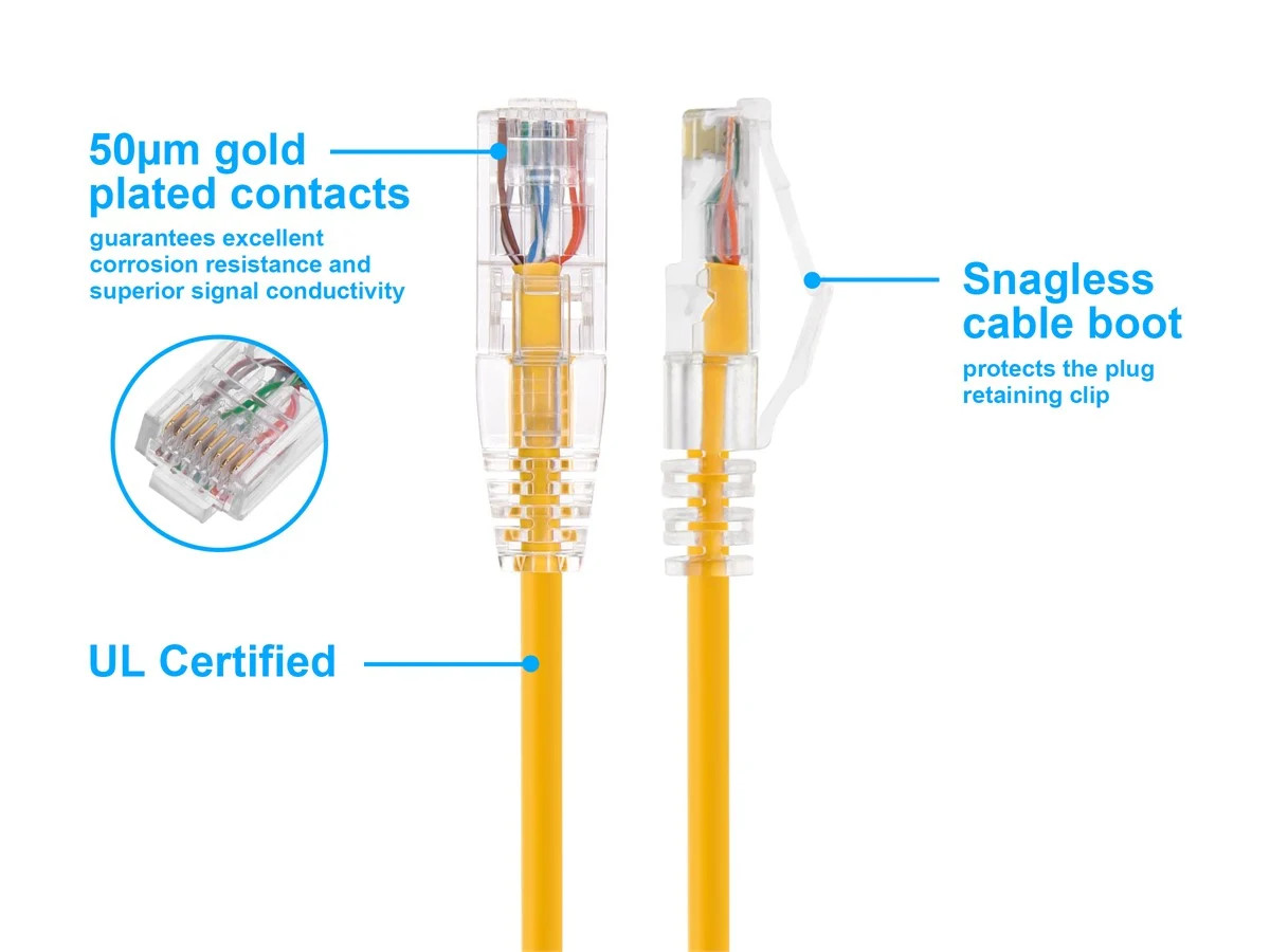 Monoprice Cat6 Ethernet Patch Cable – 3 feet – Yellow | Snagless RJ45 Stranded