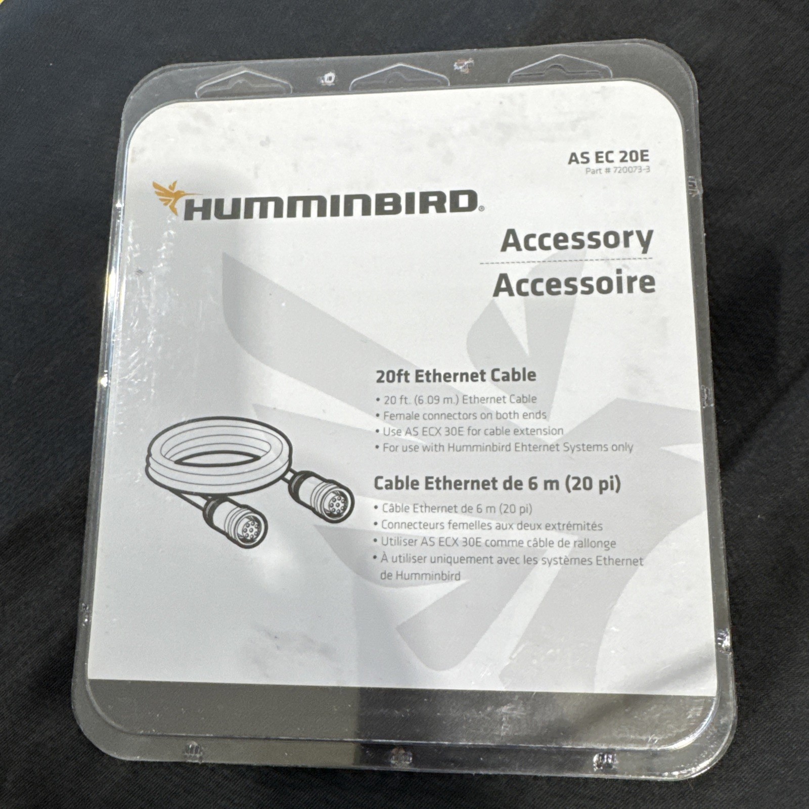 NEW L@@k 720073-3 20 Feet Ethernet Cable AS EC 20E Humminbird Helix, APEX, SOLIX