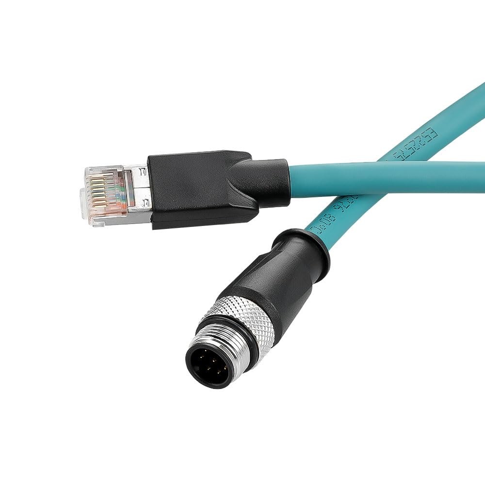 3.3ft M12 A-Code 8 Pin to RJ45 Cat6a Ethernet Cable for Industrial Automation