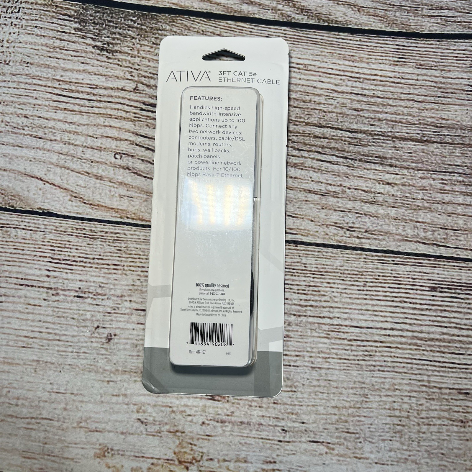 Ativa Cat-5e Ethernet Cable 3 Ft RJ45 Male Connect High Speed Network New NIB