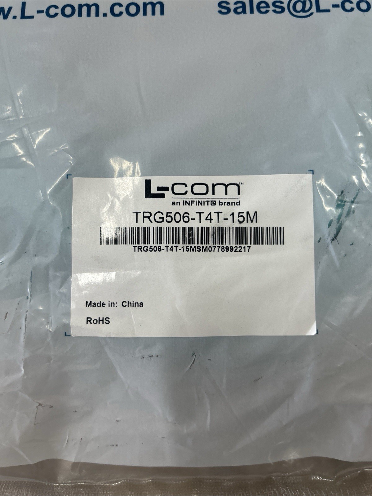 L-com TRG506-T4T-15M 15M Blue RJ-45 Ethernet Cable RoHS Compliant