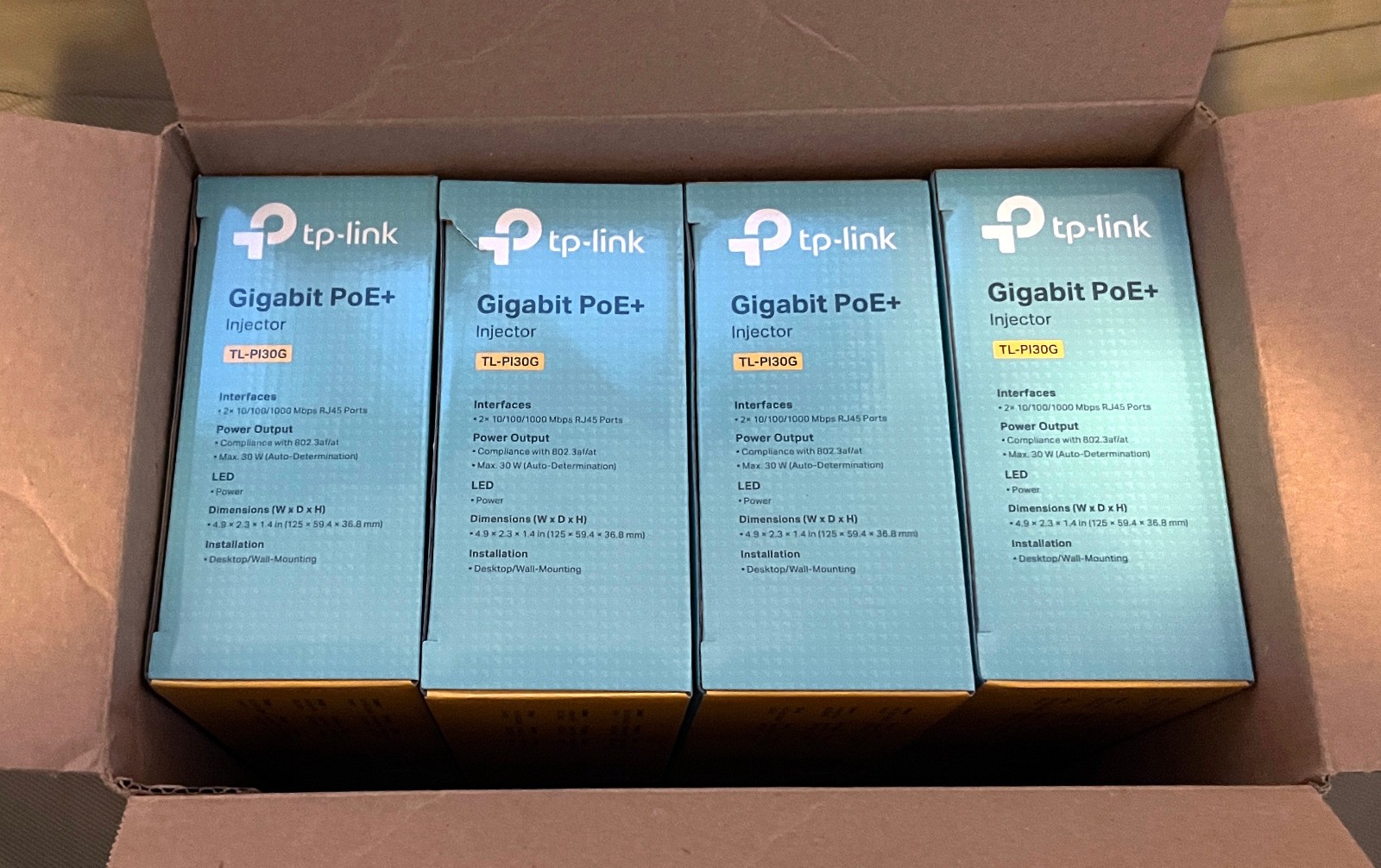 TP-Link TL-PI30G PoE+ Injector – 4 Pack