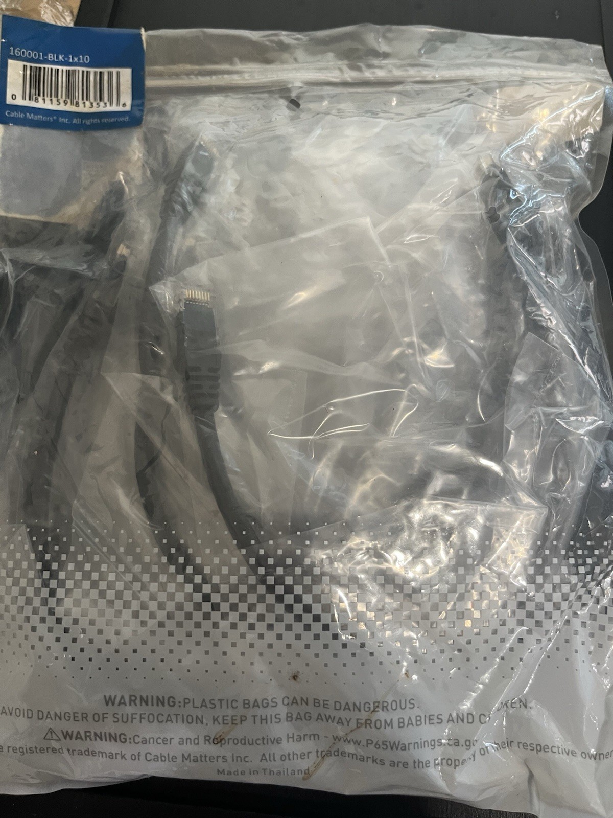 Cable Matters Flat RJ-45 Ethernet Cable 1 ft. Black RJ45 Male to Male