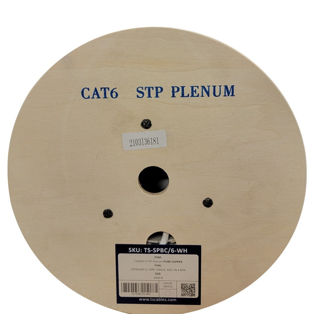 Cat 6 1000ft Solid Bare Copper Foil Shielded Plenum 550 Mhz F/UTP Cable White