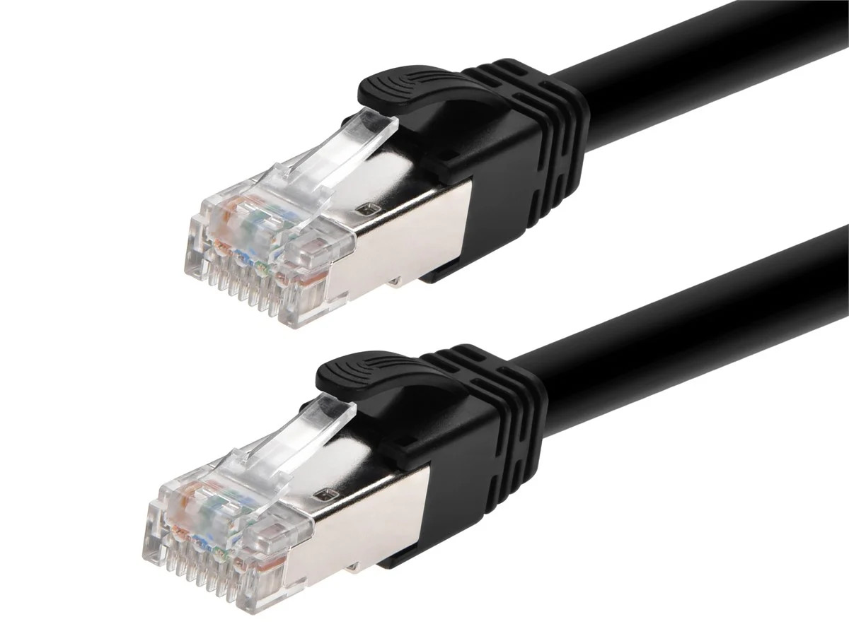 Monoprice Cat6A PoE Patch Cable 3 Feet Black 100W UTP 22AWG 500MHz Shielded RJ45