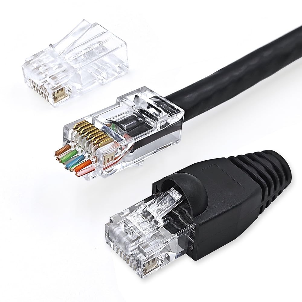 XANHAM 50 Pack Cat 6 Pass Through RJ45 Connector with Strain Relief Boots Uns…