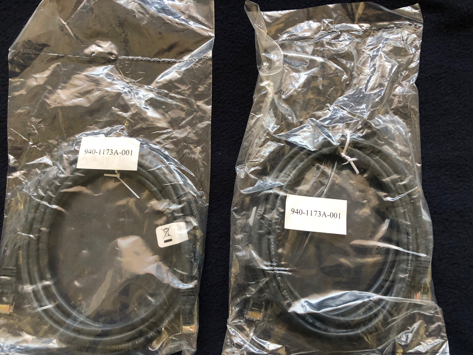 X2 Each = APC 940-1173A-001 Cable Cat 5E Snagless 7′ RJ45 BLK ROHS