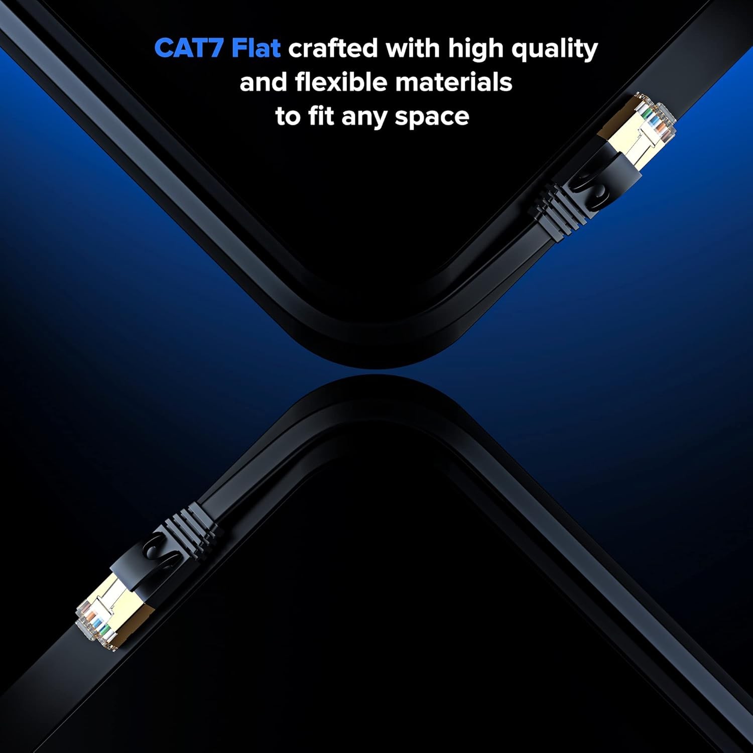Cable CAT7 Flat Ethernet Cable, 5 Pack 100 Feet, Multicolor