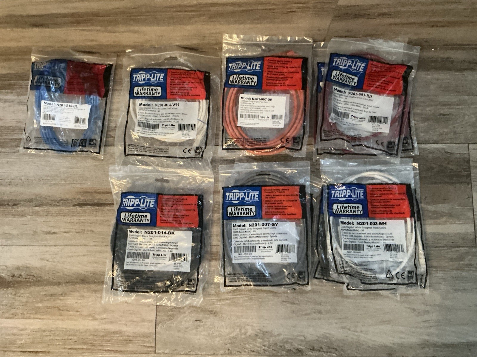 Tripplite N201 Lot Patch Cable Snagless Blue, Black, White, Gray, Red, Orange