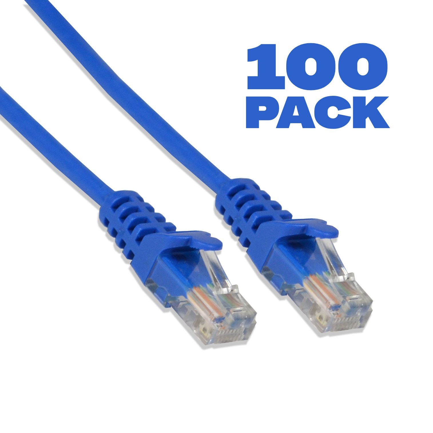 100 Pack – 1ft Cat5e Cable Ethernet LAN Network RJ45 Patch Cord Internet Blue