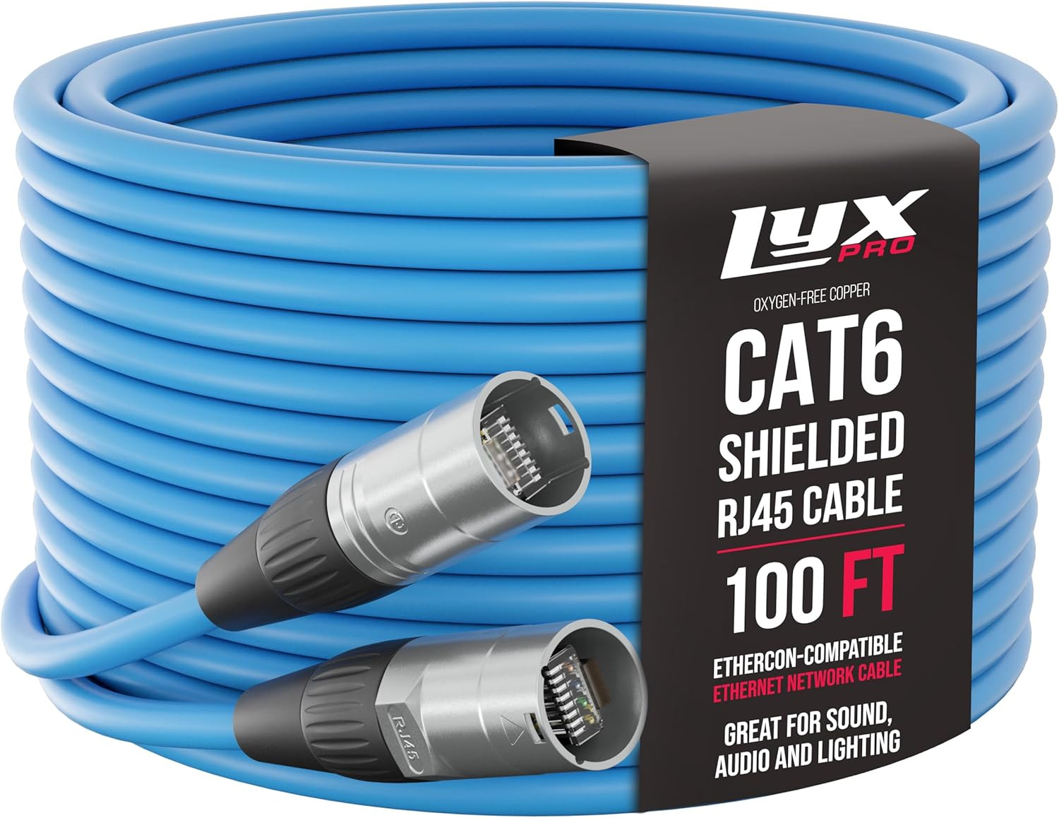 100 Feet Shielded CAT6 Ethercon Cable – Professional Audio & Lighting RJ45 Cable