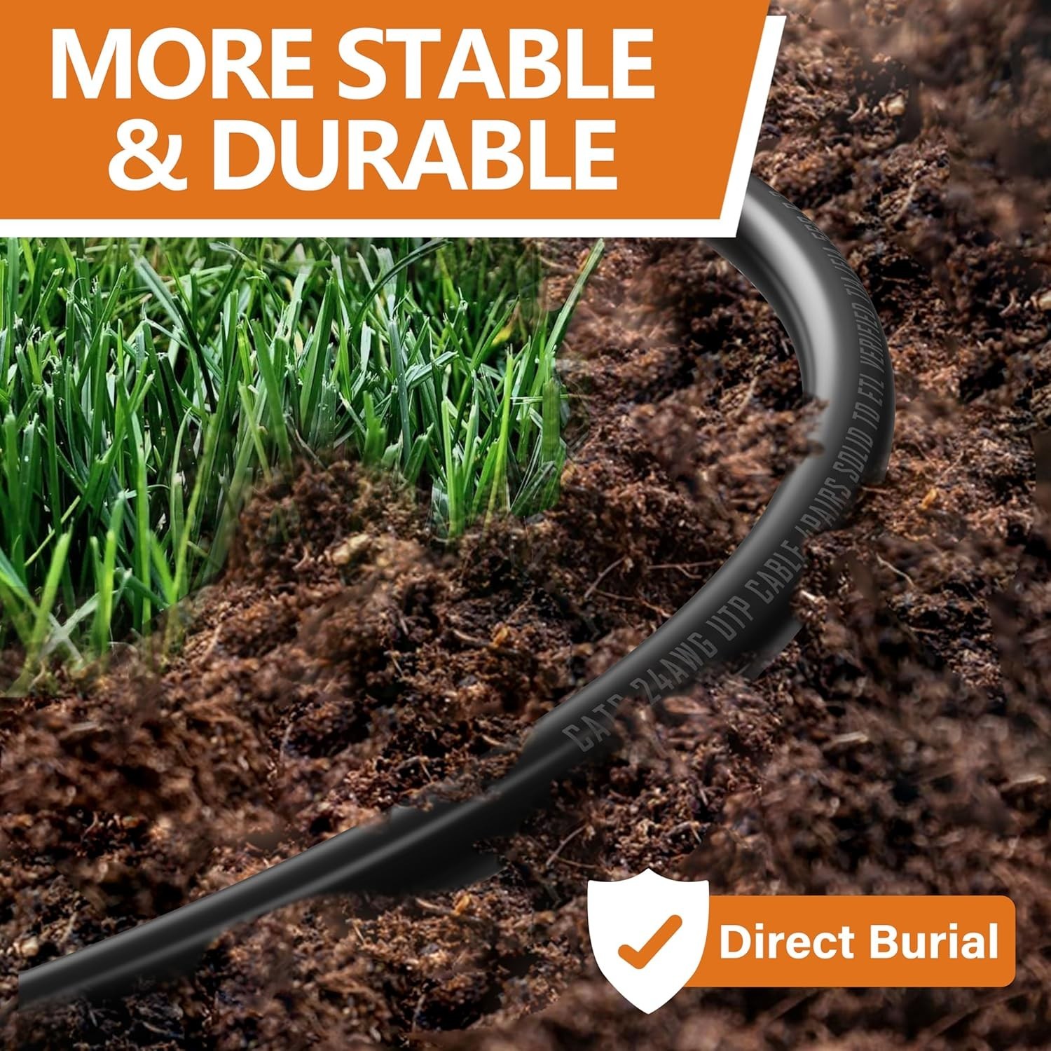 150ft Waterproof Cat6 Ethernet Cable Indoor Outdoor Heavy Duty 10Gbps